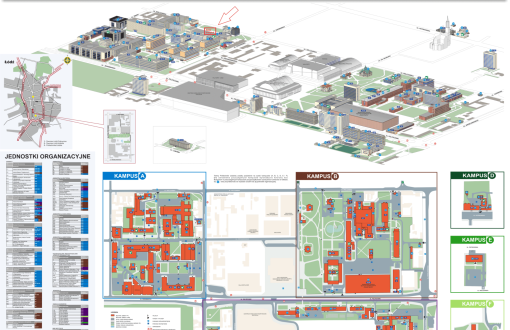 Mapa kampusów Politechniki Łódzkiej - widok od strony al. Politechniki